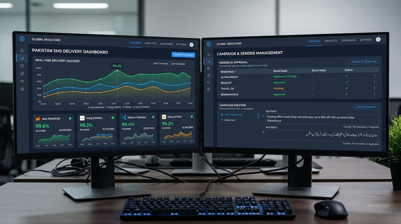 PTA-Approved Alphanumeric Brand Mask SMS Gateway Dashboard