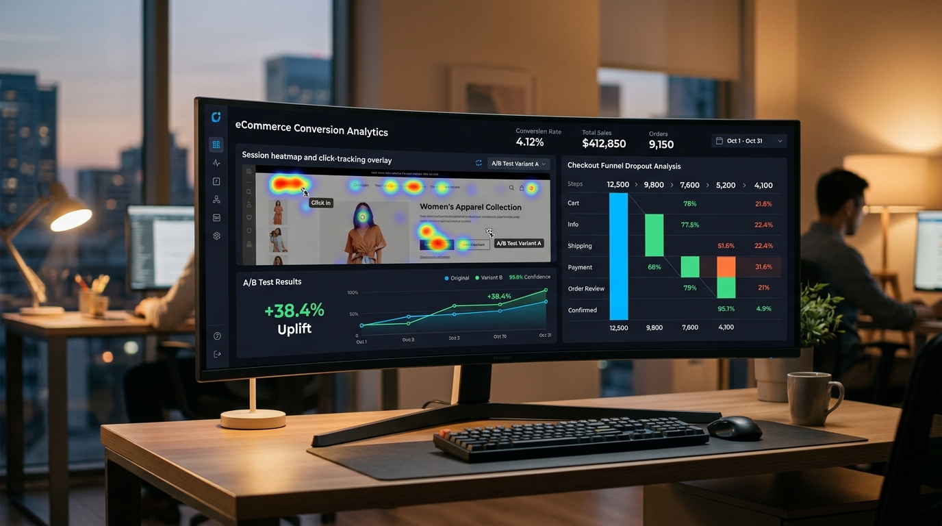 Conversion Rate Optimization CRO Heatmap & Checkout Funnel Analytics