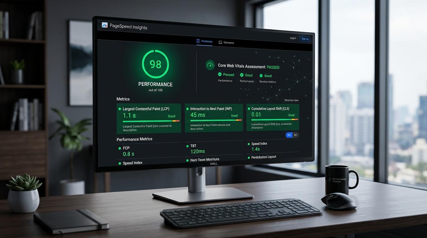 Google Core Web Vitals and PageSpeed Insights 98 Performance Audit Scorecard